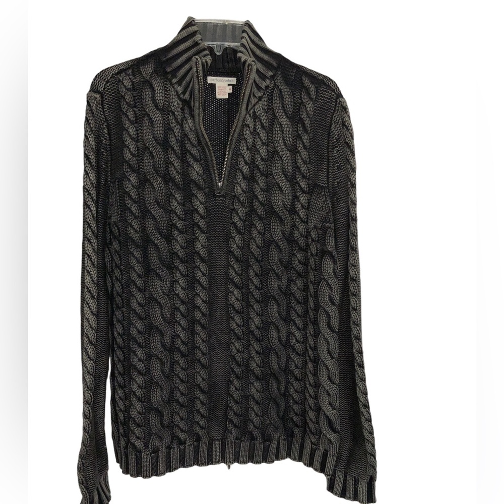 Carbon2Cobalt Black and Gray Cable Knit Sweater